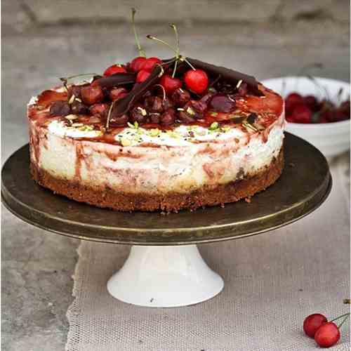 Fresh Cherry Quark Cheesecake Pie