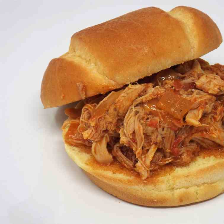 Sriracha Pulled Chicken Sandwiches