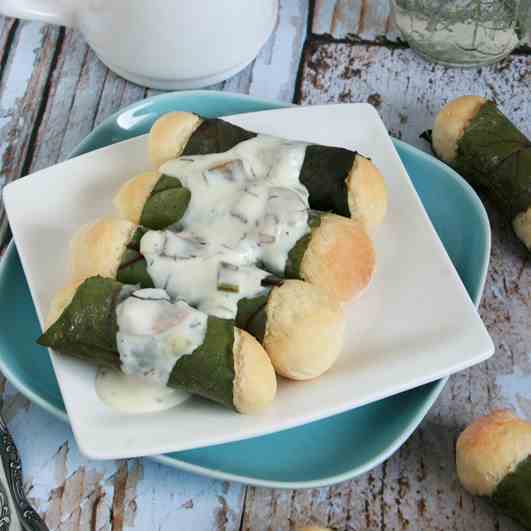 Beet Leaf Buns With Garlic Cream Sauce