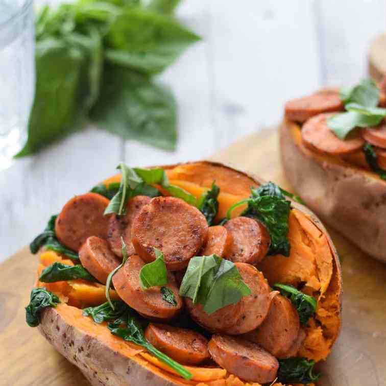 Sausage Stuffed Sweet Potatoes