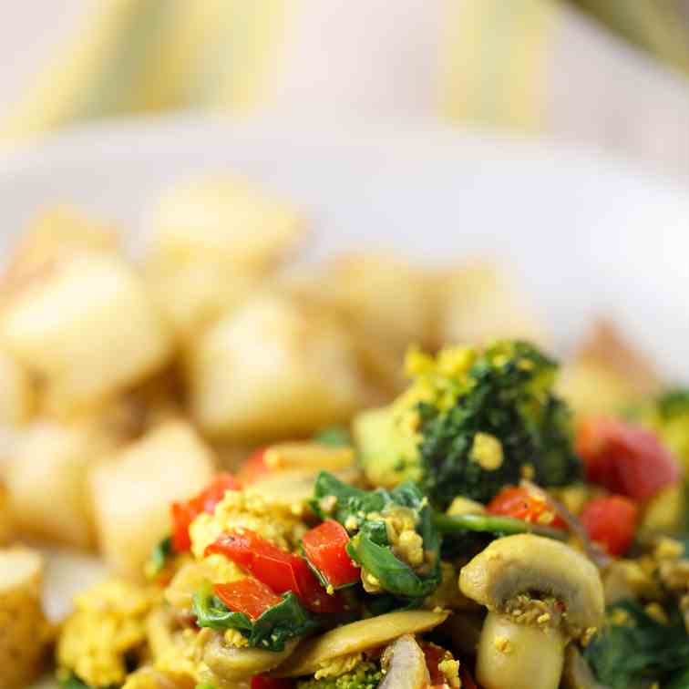 Tofu Scramble with Veggies and Roasted Pot