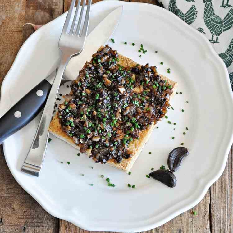 Pan Seared Tofu with Black Garlic Sauce