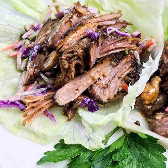 Slow Cooker Pulled Pork Lettuce Wraps