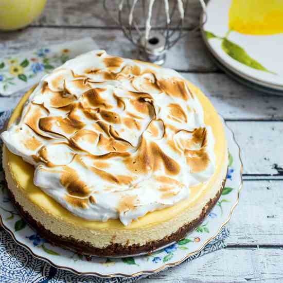 Lemon Drop Meringue Cheesecake