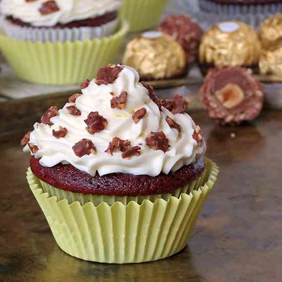 Red Velvet Ferrero Rocher Cupcakes