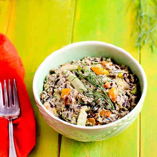 Vegetable Wild Rice with Spicy Pesto