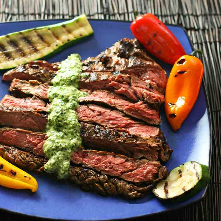 Skirt Steak Parmesan Chimichurri Sauce