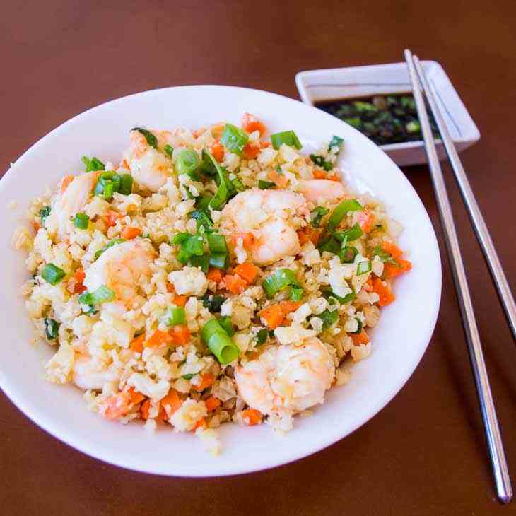 Keto Shrimp Fried Rice [Grain-free, Paleo]