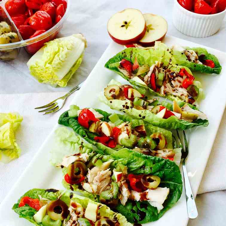 Gem lettuce, chicken and apple little boat