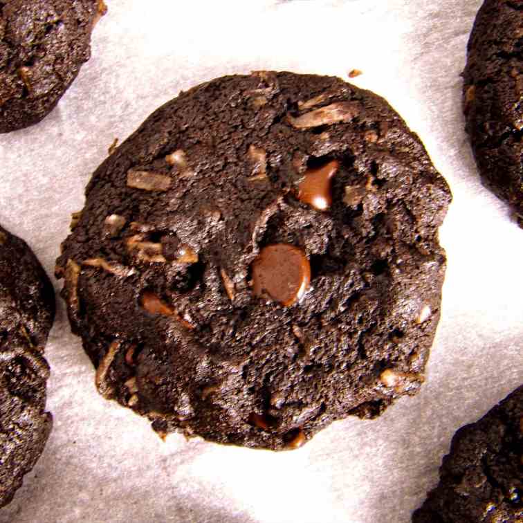 Double Chocolate Coconut Cookies