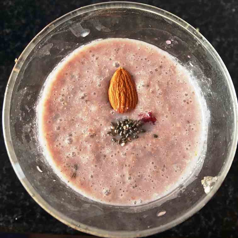 Pomegranate milkshake with chia seeds
