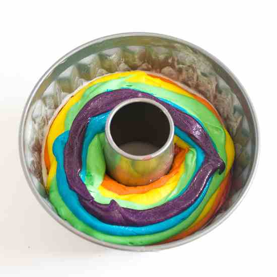 gluten-free rainbow birthday bundt