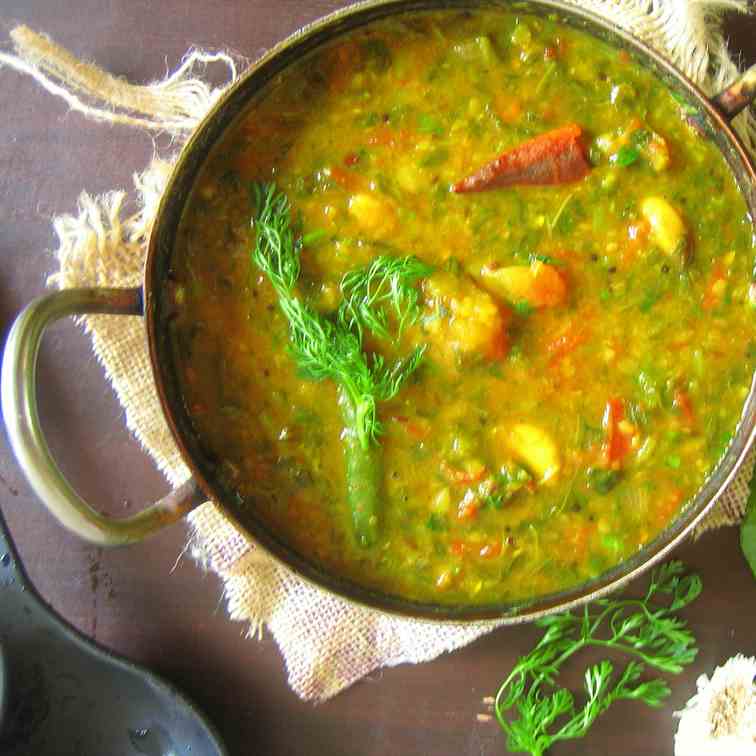 Amaranthus greens and lentils