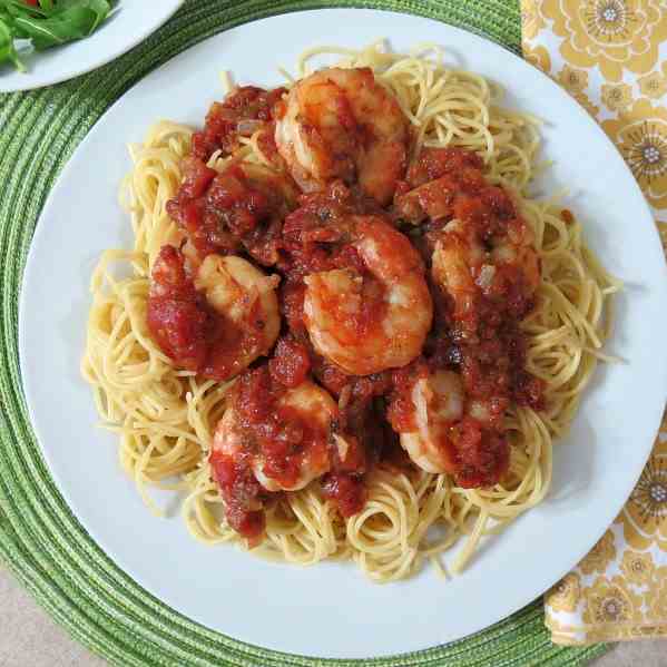 Tomato and Wild Blue Shrimp Pasta for Two