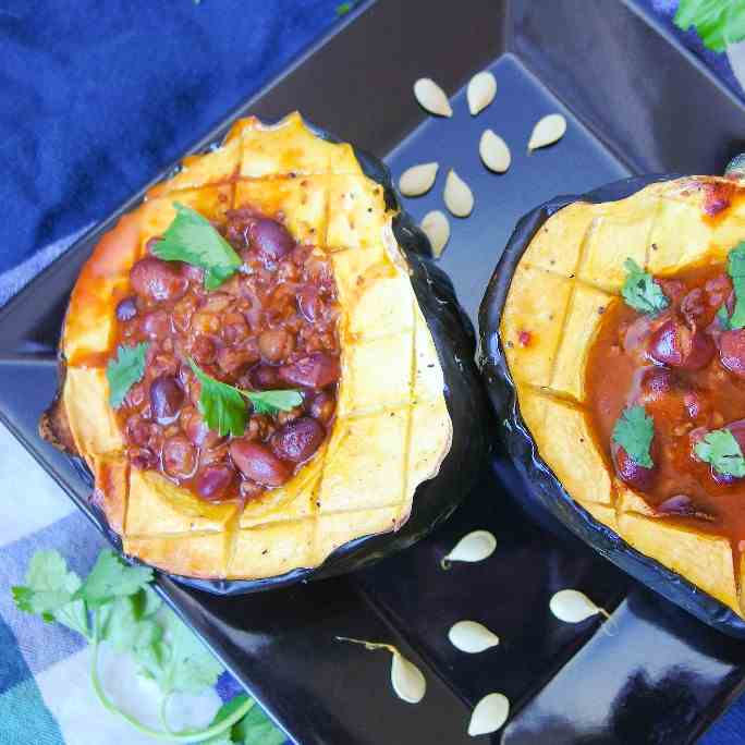 Chili Stuffed Acorn Squash