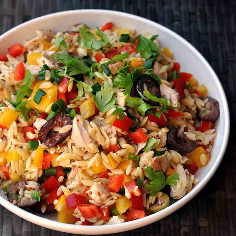 Chicken Orzo Salad with Bell Peppers