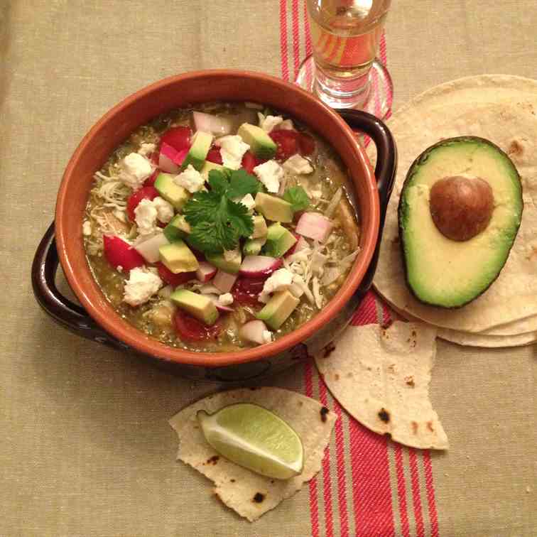 Posole Verde with Roasted Chicken