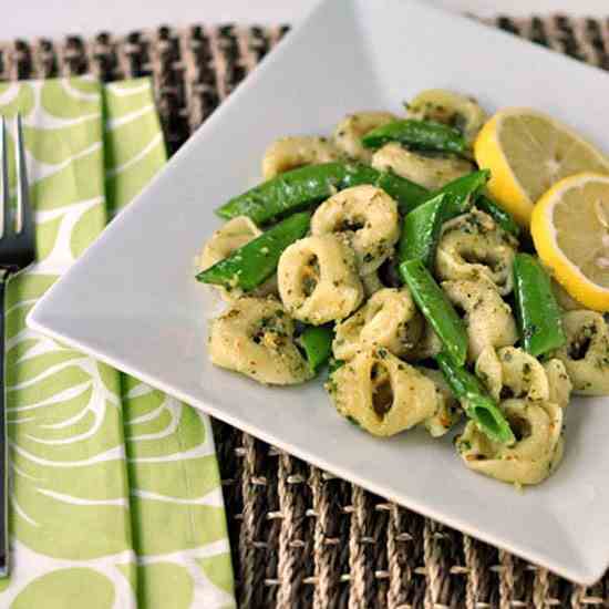 Tortellini with Snap Peas and Pesto