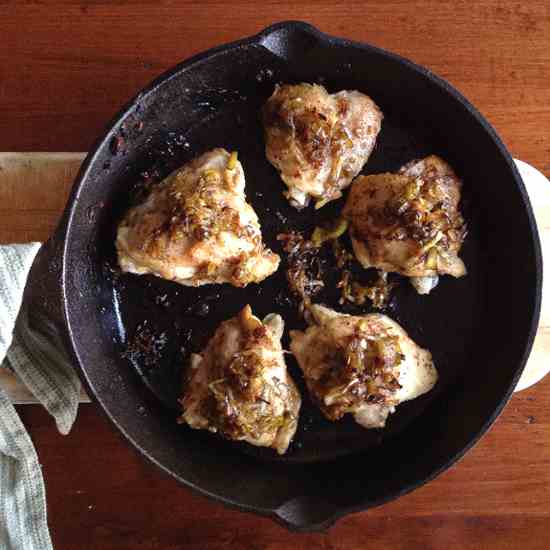 Braised Chicken with Honey-Lemon Leeks