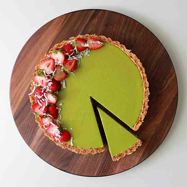 Matcha custard coconut tart