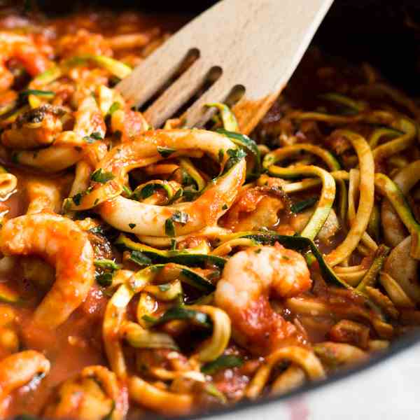 Seafood Zucchini Noodle Marinara