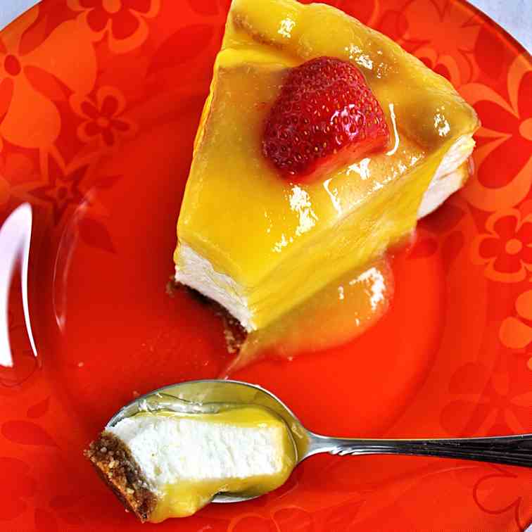 sour cream cake with mango sauce