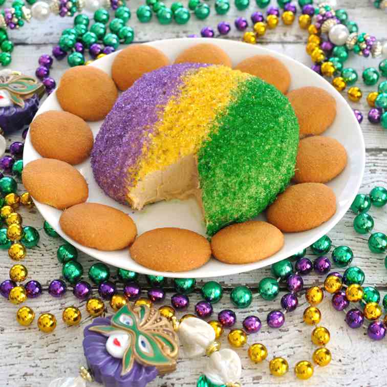 King Cake Cheese Ball for Mardi Gras