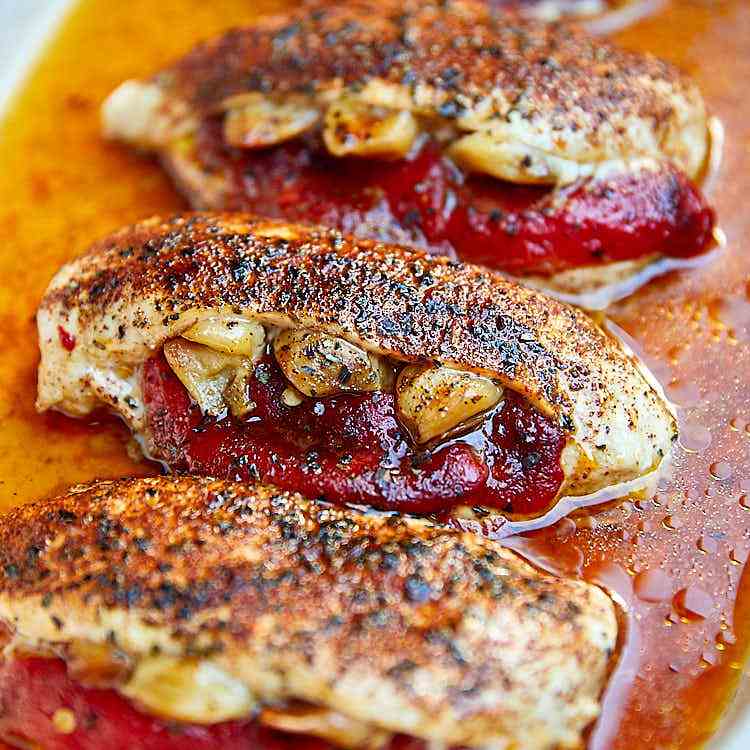 Pepper - Garlic Stuffed Chicken Breast