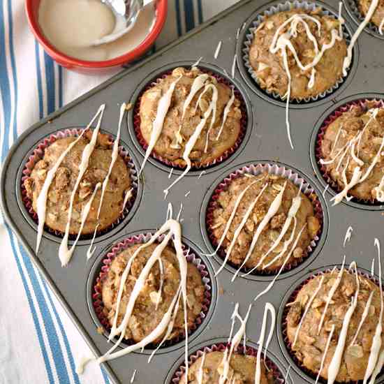 Apple Streusel Muffins with Maple Drizzle