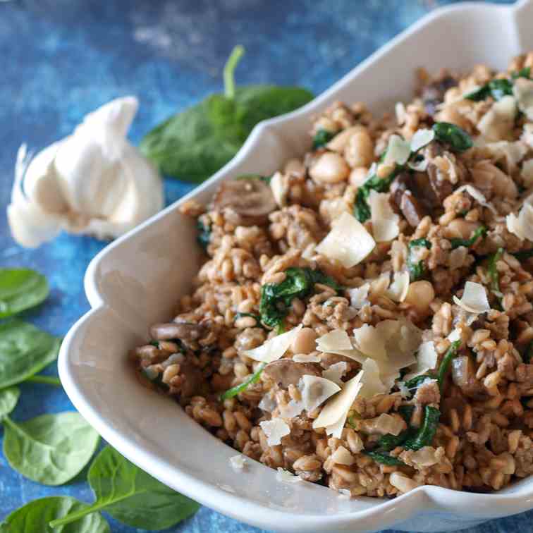 Quick Mushroom Farro Risotto with Turkey