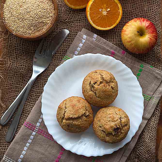 Orange raisin wheat germ muffins