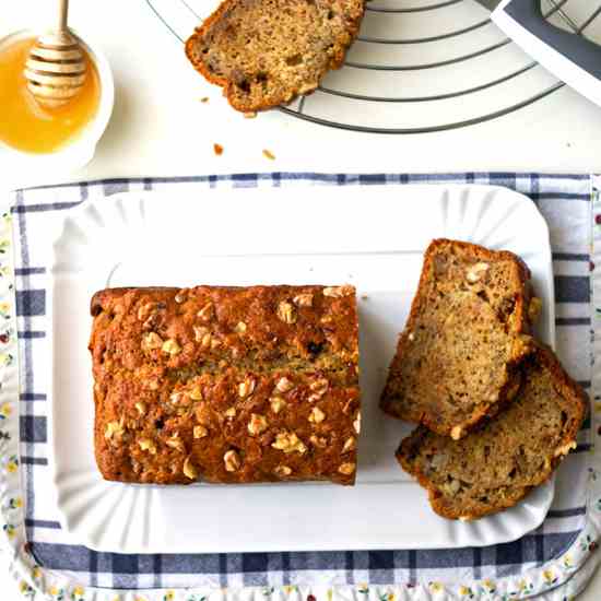 Spelt and Honey Banana Bread with Walnuts