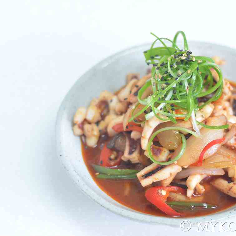 Korean Spicy Stir Fried Squid