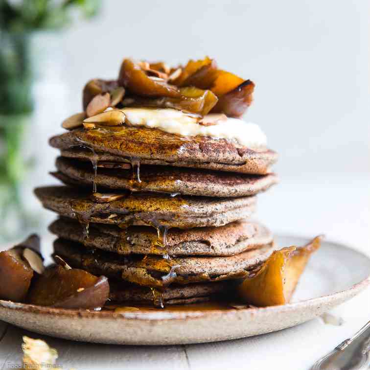 Buckwheat Pancakes with Peaches
