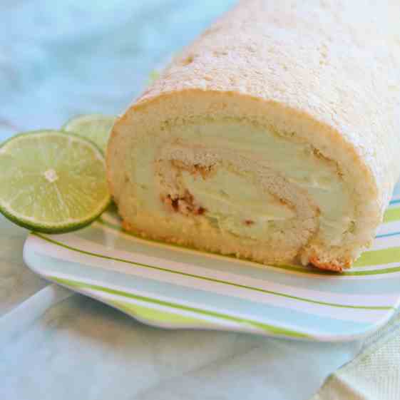 Lime Sherbet Angel Food Cake Roll