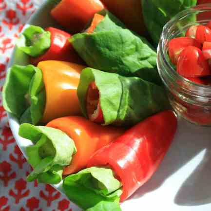 Spicy Cashew Queso Blanco Stuffed Peppers