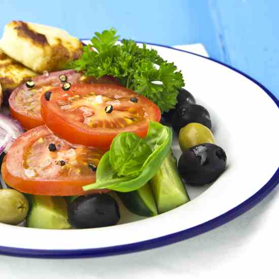 Grilled feta Greek Salad