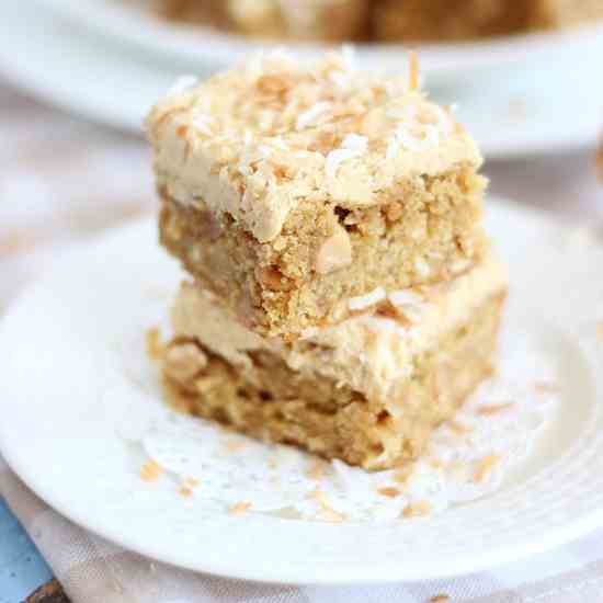 Peanut Butter Coconut Blondies