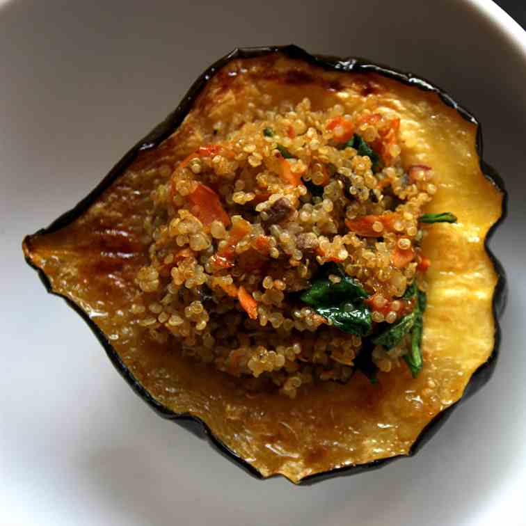 Quinoa & Wild Mushroom Stuffed Acorn Squas