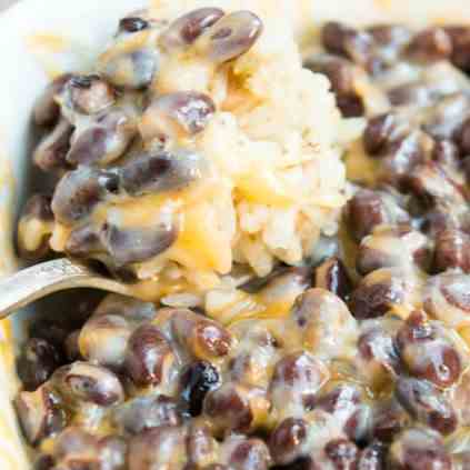 cheesy rice and beans