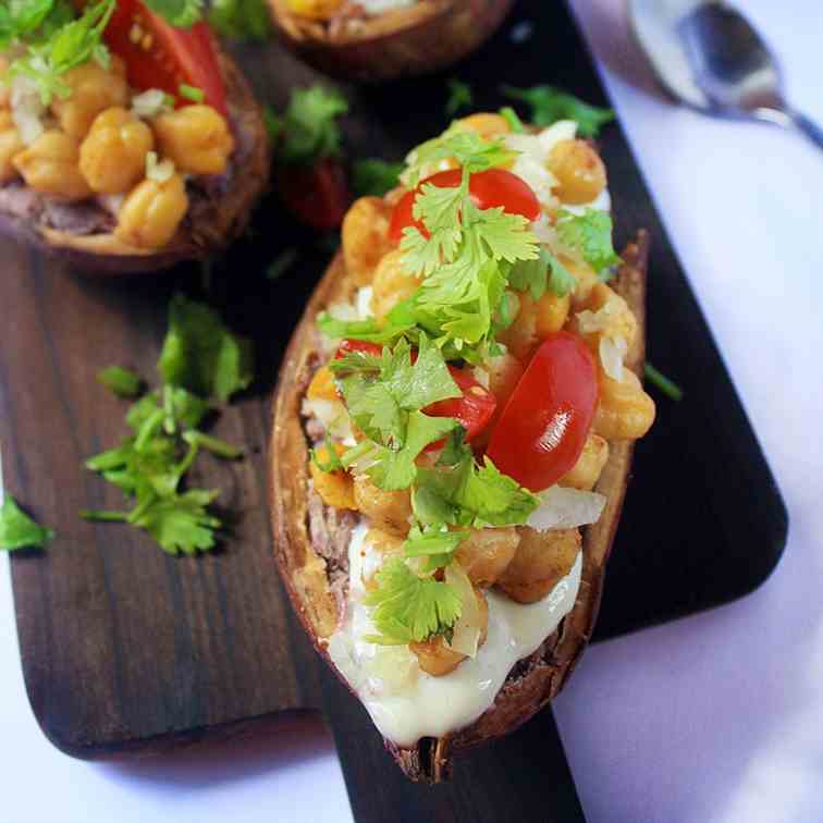 Chickpea Stuffed Sweet Potatoes