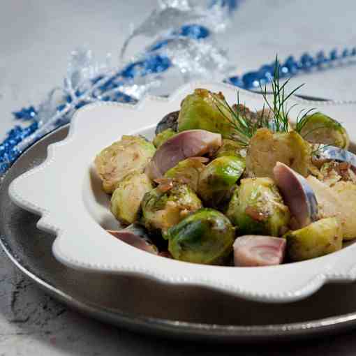 Brussels sprouts, smoked mackerel and vine