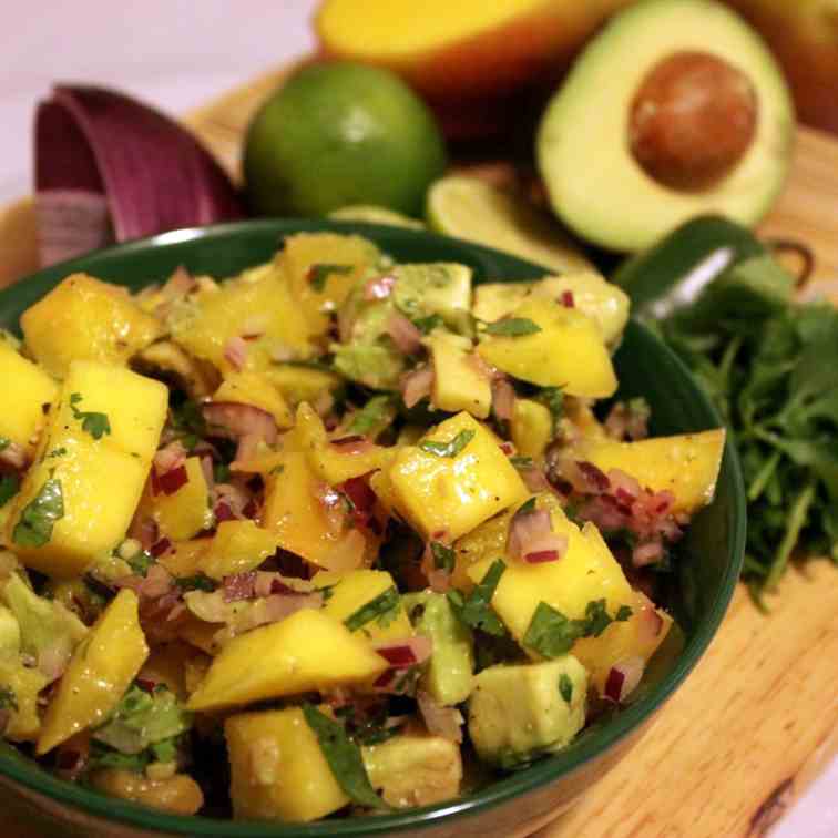 Jerk chicken and Mango Avocado Salsa