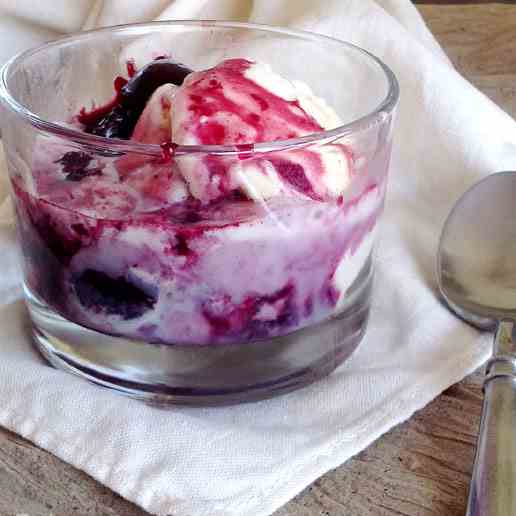 Dark Cherry Merlot Sauce over Yogurt