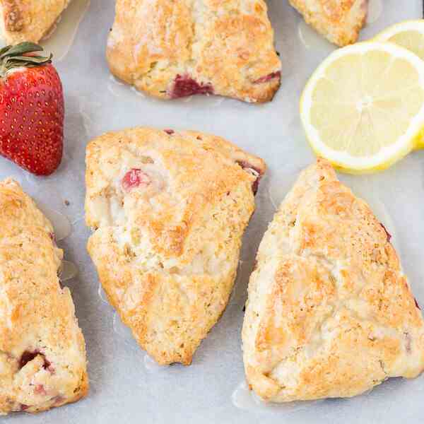 Lemon Cream Cheese Scones with Strawberri
