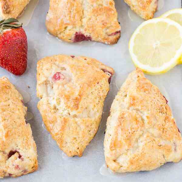  Lemon Cream Cheese Scones with Strawberri