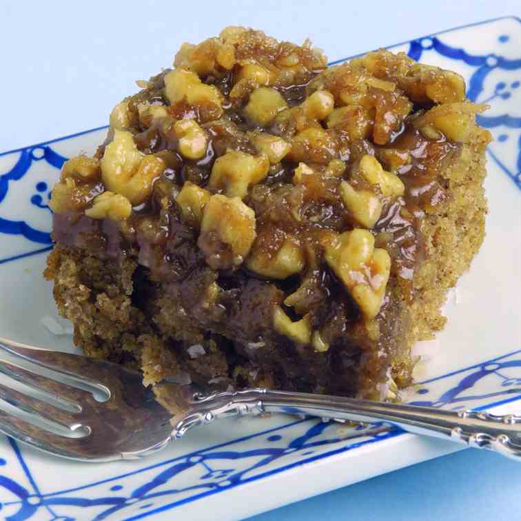 Oatmeal Cake with Walnut Coconut Topping