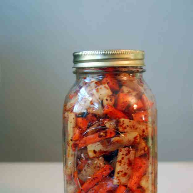 Daikon Radish and Carrot Kimchi