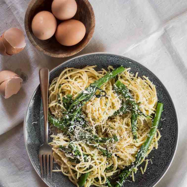 Homemade Broccolini Carbonara