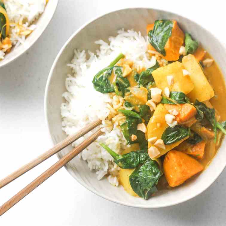 Thai Yam and Sweet Potato Yellow Curry